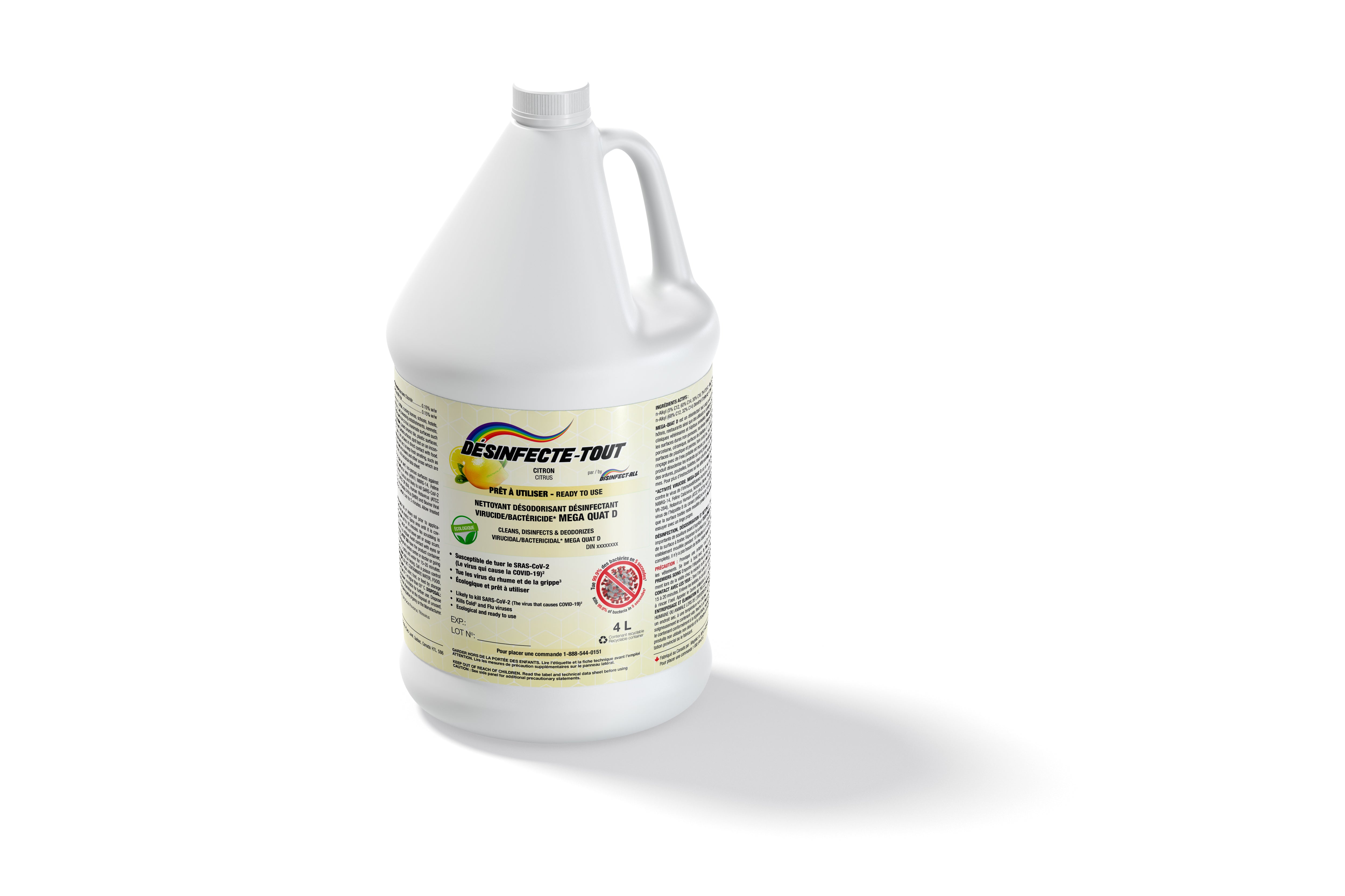 Disinfect-All Disinfectant Liquid Approved by Health Canada: Kills 99.9% of Bacteria - Scented Options