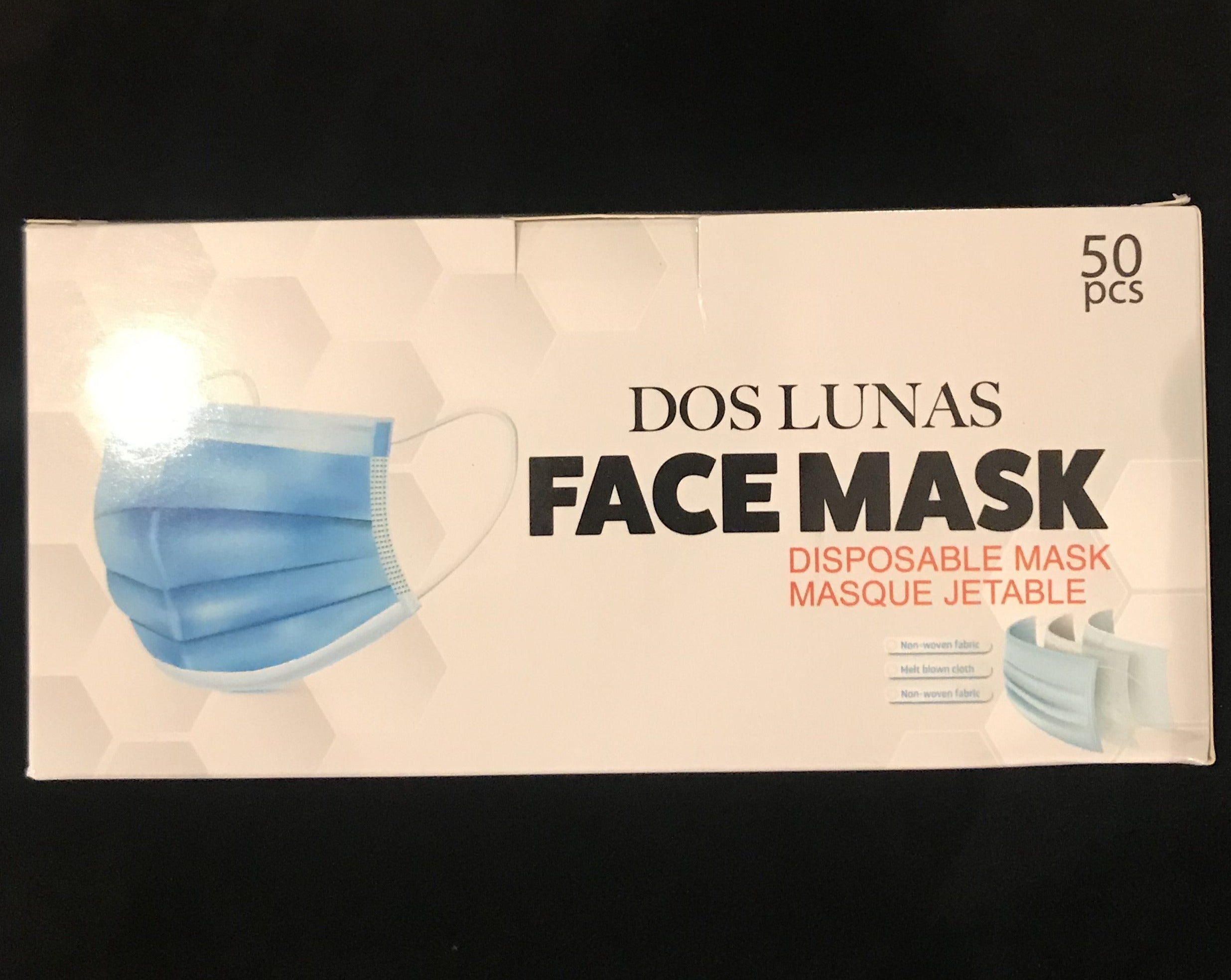 3-Ply Disposable Face Mask w/Ear Loops Box of 50